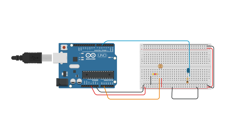 Circuit design LDR + Led | Tinkercad
