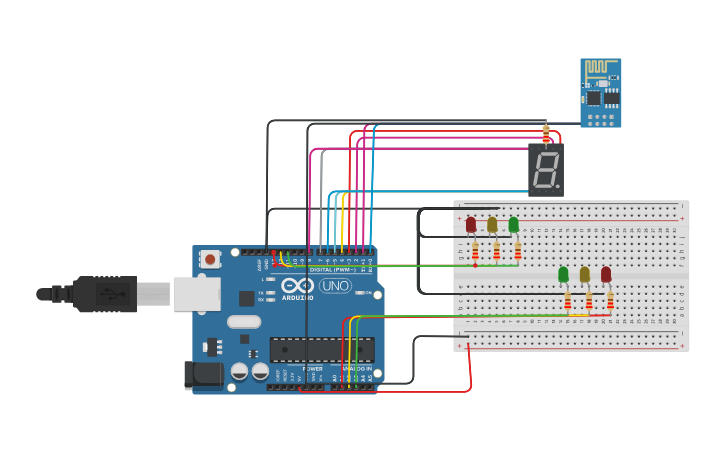 Circuit design Traffic light - Tinkercad
