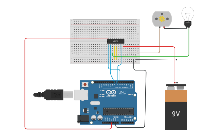 Circuit design Controler un moteur CC - Tinkercad