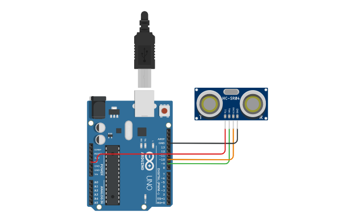 Circuit Design Ultrasonic Sensor Interfacing With Arduino21 19bec0233 Tinkercad