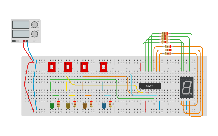 Circuit design 7-segment - Tinkercad