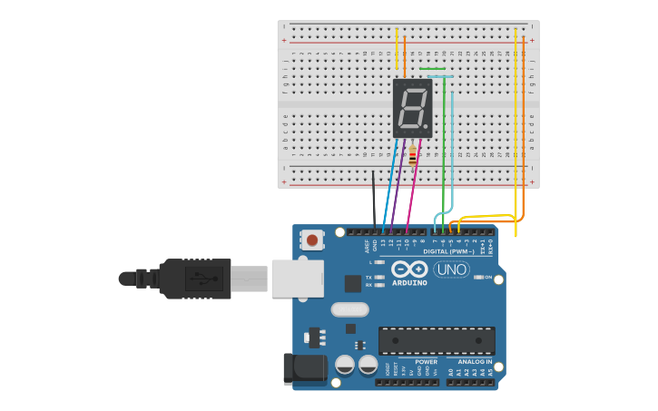 Circuit design 7 segment display using arduino - Tinkercad