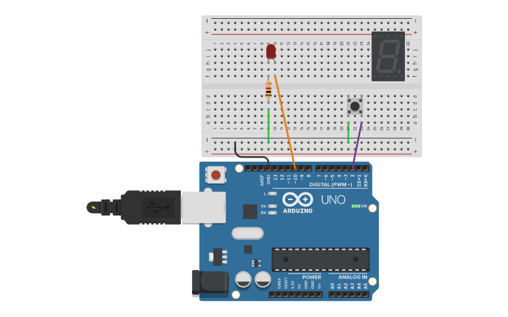 Circuit design LED On-Off | Tinkercad