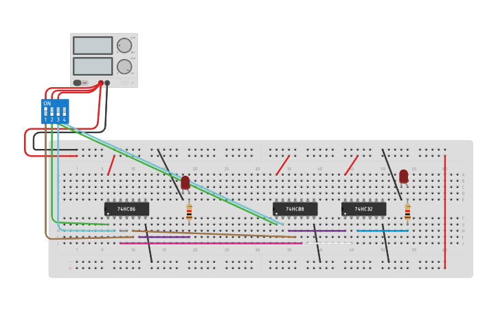 Circuit design FULL ADDER USING HALF ADDER | Tinkercad