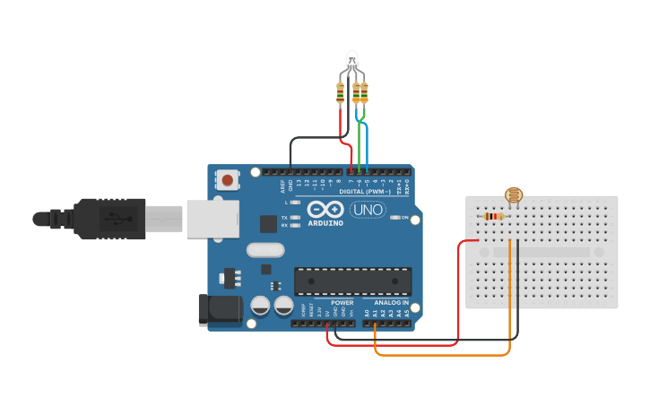 Circuit design Photoresistor - Tinkercad