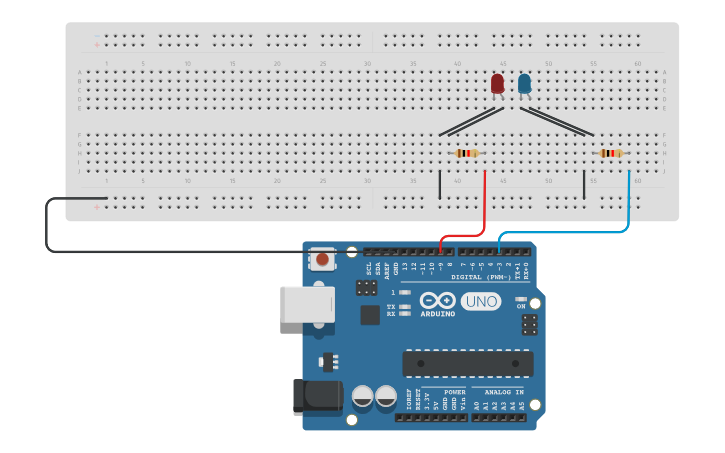Circuit design Practica 1 Led | Tinkercad