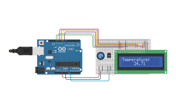 Circuit design Temp Sensor - Tinkercad
