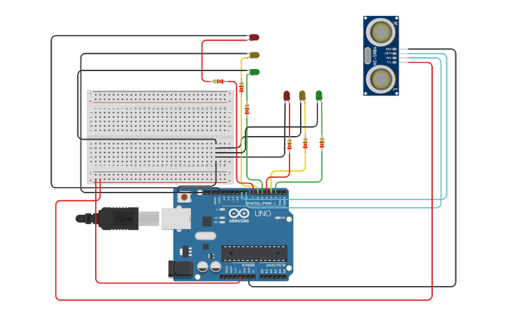 Circuit design Traffic Light System V3 | Tinkercad