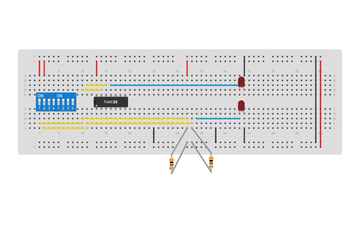 Circuit design HALF ADDER - Tinkercad