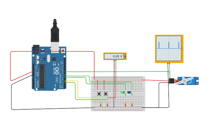Circuit design servo moteur - Tinkercad