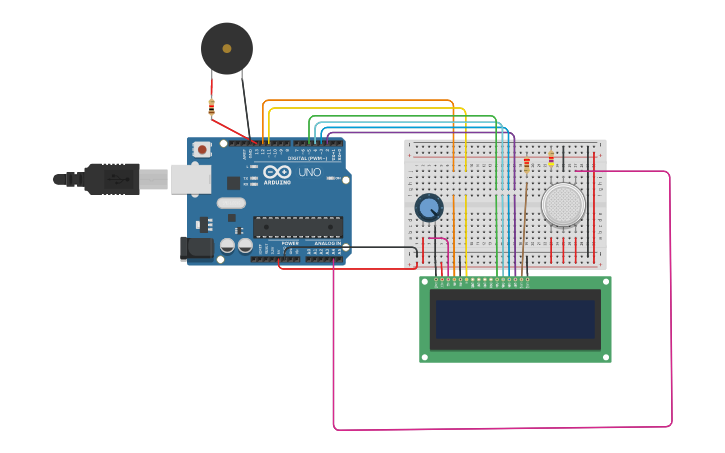 Circuit design Sensor de Gas - Tinkercad
