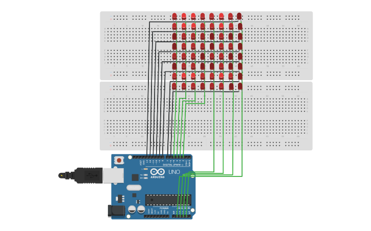 Circuit design 8x8 LED Matrix - Tinkercad