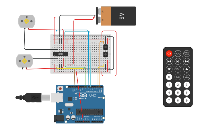 Circuit design Line Follower - Tinkercad