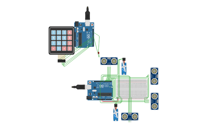 Circuit design Smart Parking System - Tinkercad