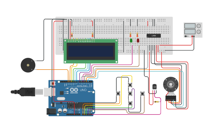 Circuit design Real Time Speed And Temp Control of a DC Motor - Tinkercad