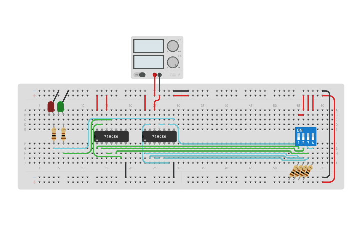 Circuit design Lab 4 Odd Parity Generator and Checker - Tinkercad