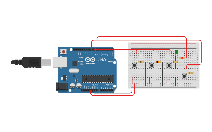 Circuit design Encendido y apagado de led con pulsadores. Circuito ...