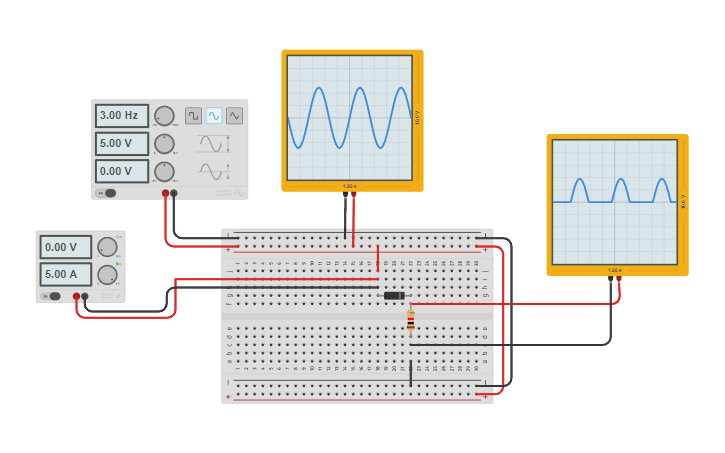 Circuit design Biased Series Clipper Circuit (Negative) - Tinkercad