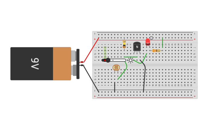 Circuit design Simple Darkness Detector - Tinkercad