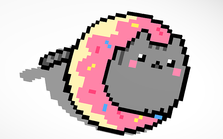 3D design pixel art donut pusheen | Tinkercad