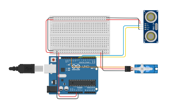 Circuit design Copy of LIXEIRA -SERVO MOTOR- SENSOR ULTRASSÔNICO ...