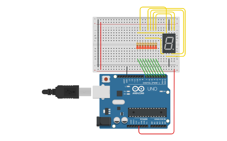 Circuit design 7 Segment Display 0 - F - Tinkercad