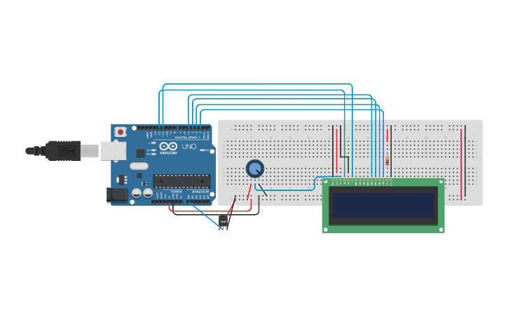 Circuit design LCD con Temperatura | Tinkercad