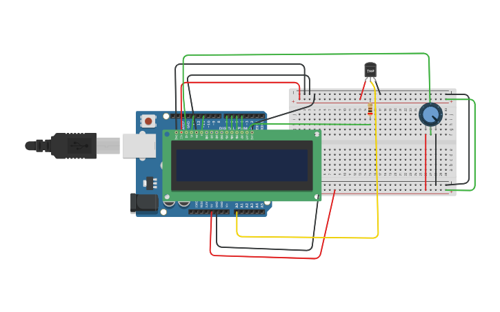 Circuit design Temperature Measurement - Tinkercad