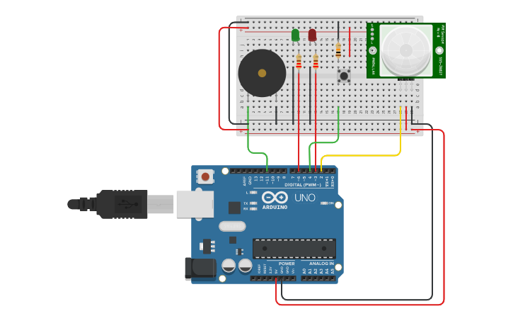 Circuit design Fire Alarm - Tinkercad