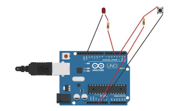 Circuit design bouton poussoir - Tinkercad