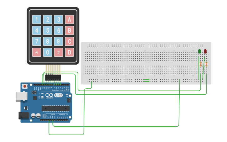 Circuit Design Teclado Matricial Tinkercad