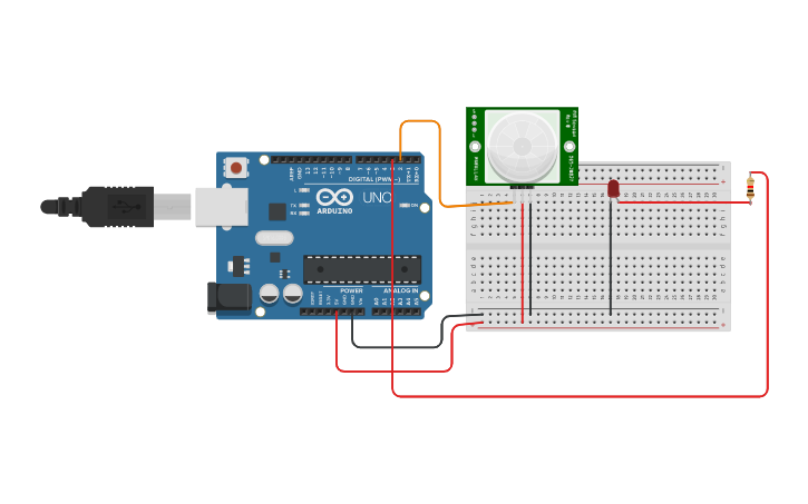 Circuit design pir senzor - Tinkercad