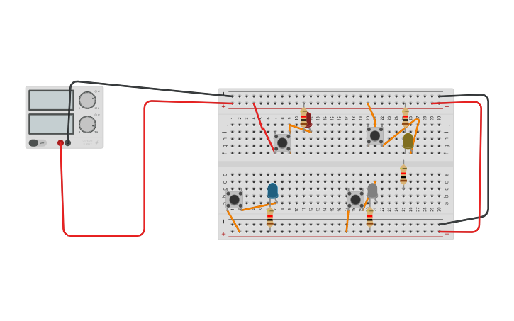 Circuit design trabajo con 4 leds | Tinkercad