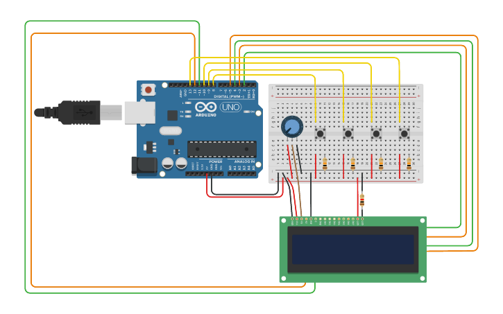 Circuit design DISPLAY 16x2 | Tinkercad
