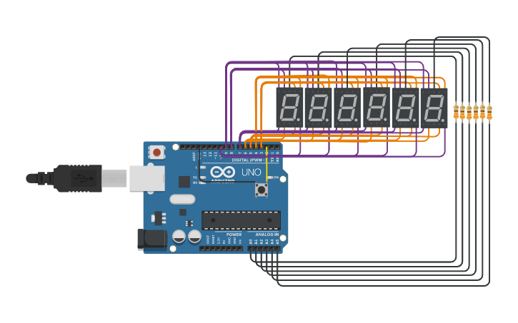 Circuit design 6-Digit 7-Segment Display Clock - Tinkercad