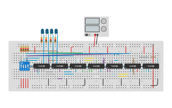 Circuit design Copy of 1-4 DEMUX - Tinkercad