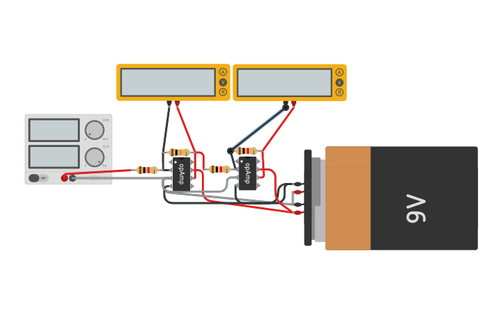 Circuit design op amp config - Tinkercad