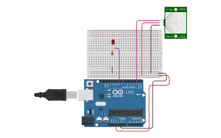 Circuit design circuito PIR | Tinkercad