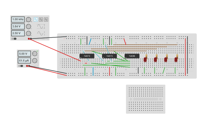 Circuit design BCD TFF - Tinkercad