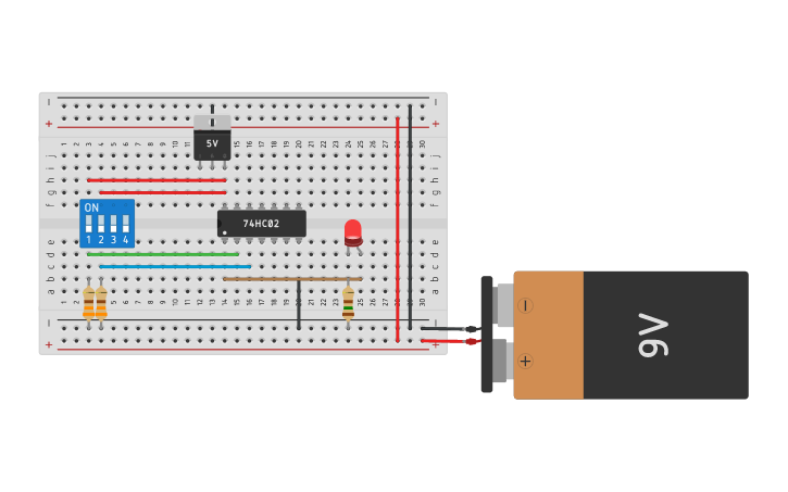 Circuit design NOR - Tinkercad