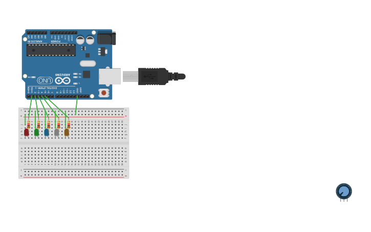 Circuit design 5 LED ODD EVEN - Tinkercad