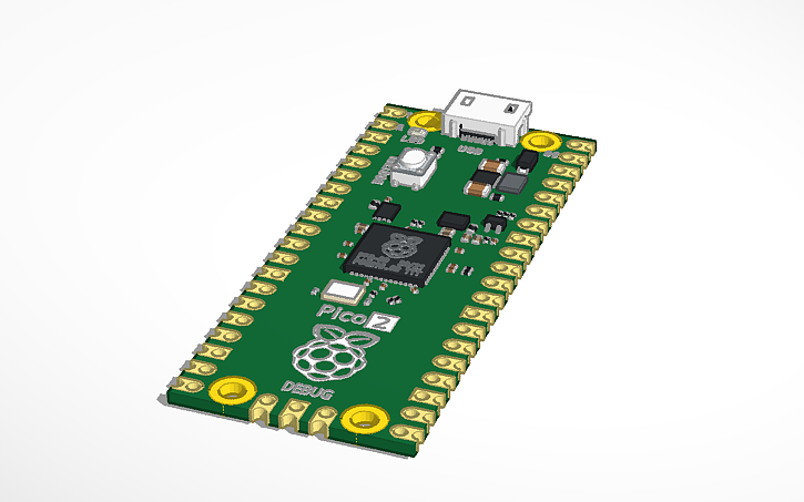 3D design Raspberry Pi Pico 2 w/ TPs (Rough) - Tinkercad