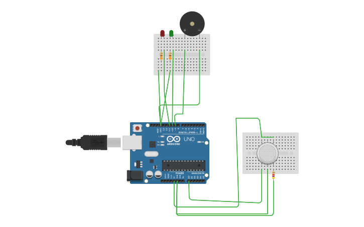 Circuit design gas sensors - Tinkercad