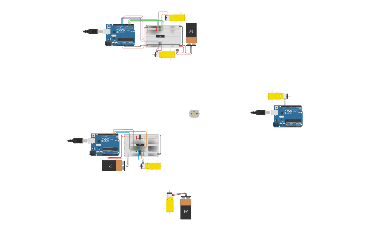 Circuit design 2 DC motors with L293D and Arduino | Tinkercad