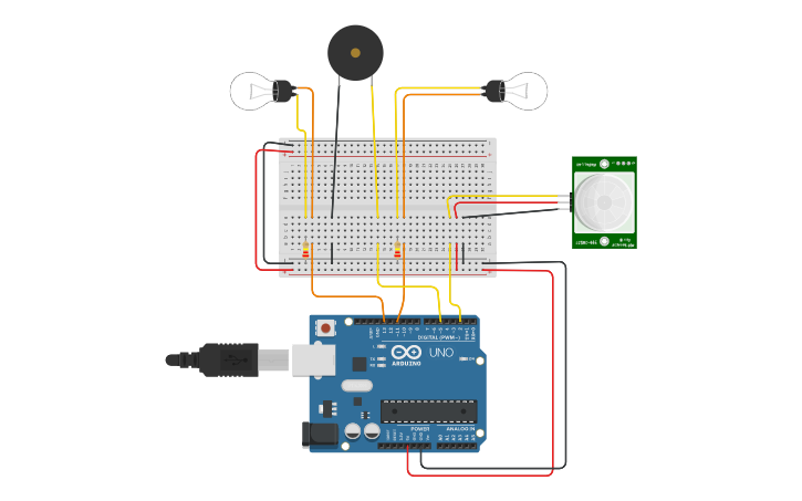 Circuit design Motion Sensor Light - Tinkercad
