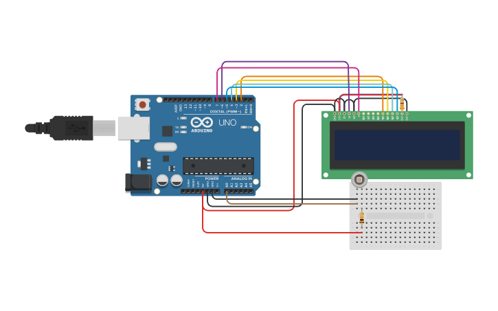 Circuit design Photodiodo e LCD - Tinkercad