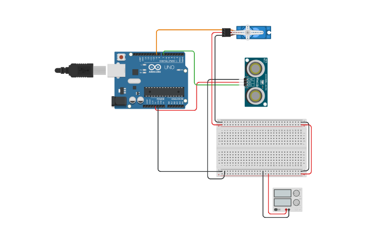 Circuit design Sensor de movimiento y Servo - Tinkercad