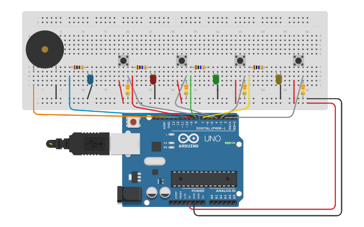 Circuit design TEJ3M1 SUMMATIVE PROJECT - MEMORY GAME - Tinkercad