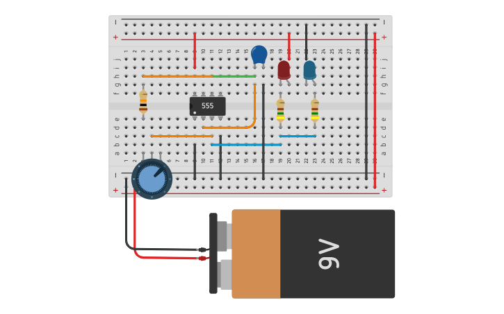 Circuit design Police Lights | Tinkercad