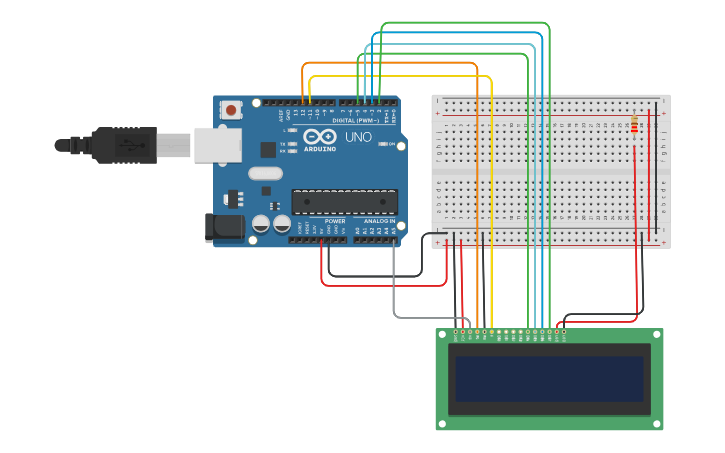 Circuit design Arduino com Display LCD - Tinkercad